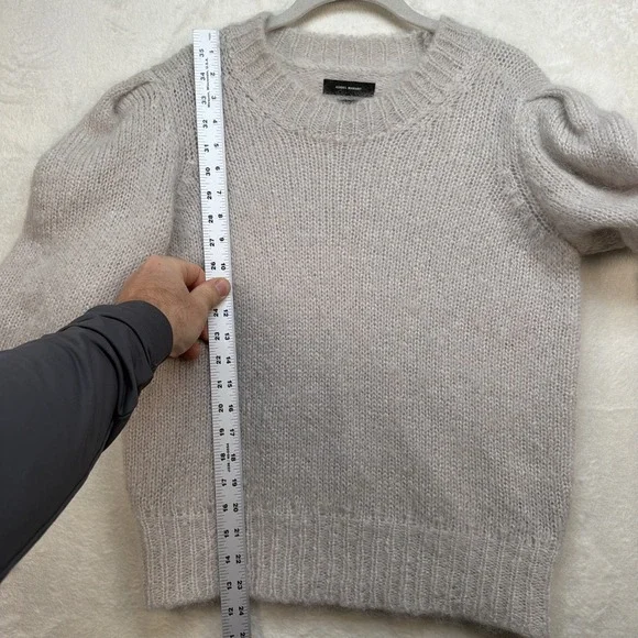 Isabel Marant Mohair Sweater Beige Fuzzy Crew Neck Merino Blend Size 38 - Picture 5 of 9